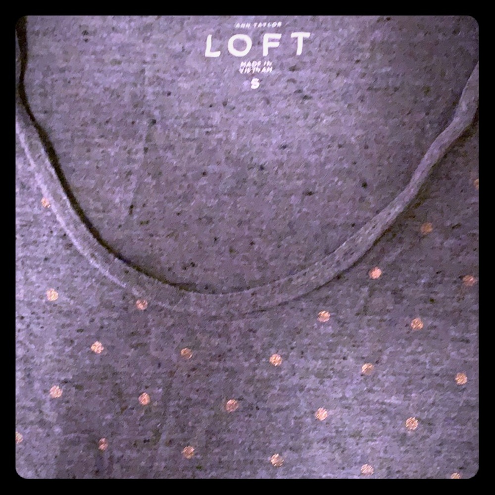Gray and Gold Polka Dot 3/4 Length Top